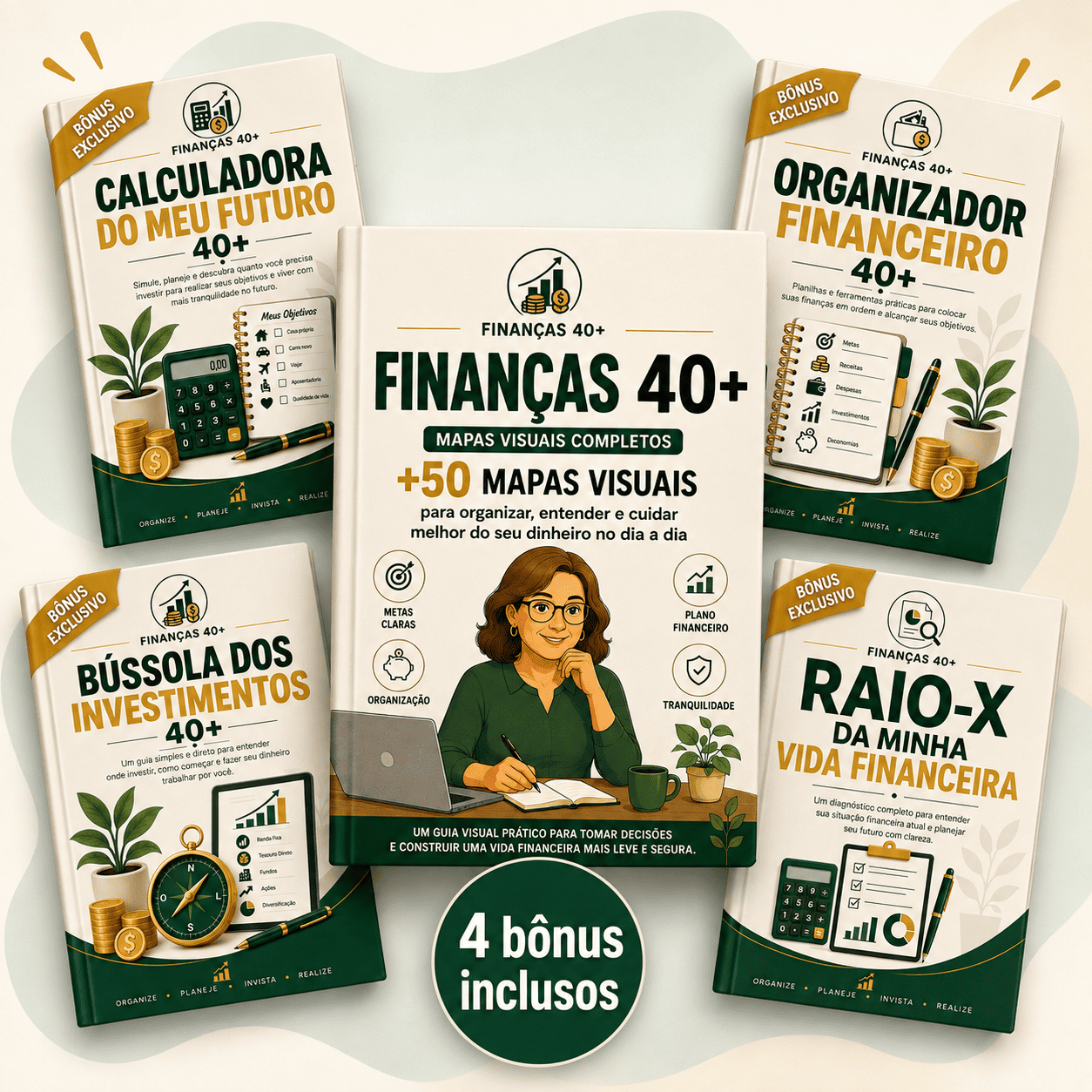 Kit Completo Finanças 40+ com 4 bônus inclusos